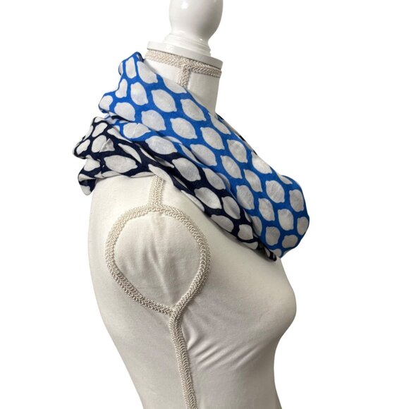 Kate Spade New York Infinity Scarf W/Blue & White Lemon Print Lightweight - Picture 4 of 9